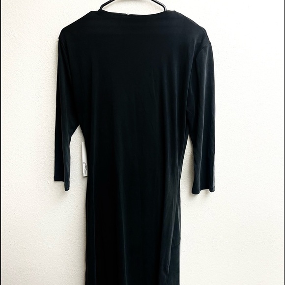 NEW Large GOTTEX Studio Soft Knit Pullover Dress w/Asymmetrical Hem Gray/Black - Picture 2 of 4
